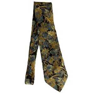 #7834 Handmade Green and Bronze Floral Mens Necktie